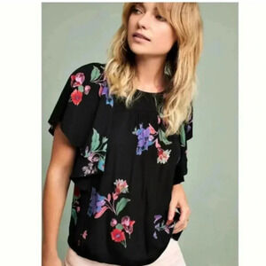 Anthropologie Maeve prato flutter floral tee XS